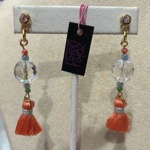 Spring Summer Crystals and Beads and Tassels Earrings-Boutique